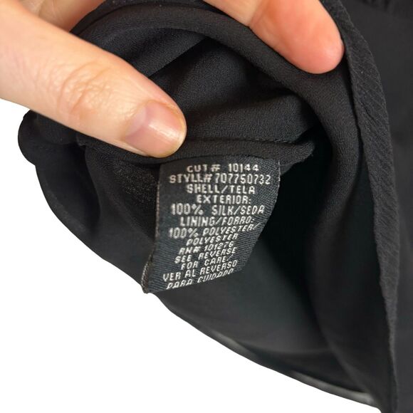 ECI New York Black Semi-Sheer Short Sleeve Blouse Women's Small V-Neck - Picture 6 of 6